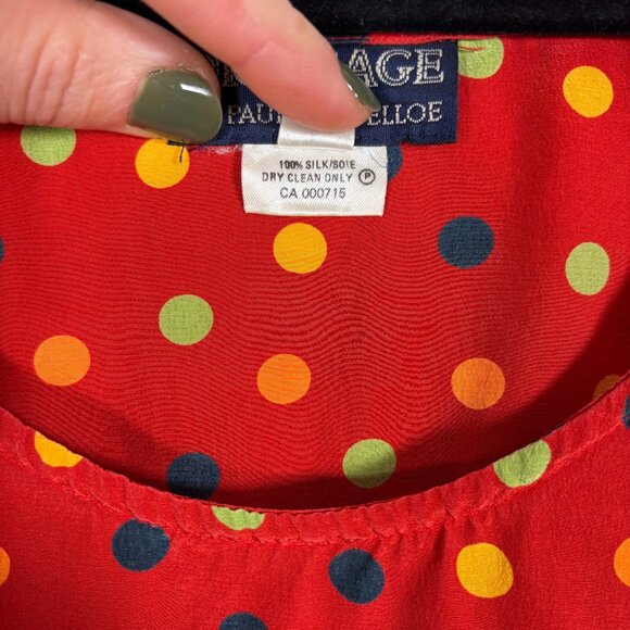 Vintage Silk Polka Dot Tank Top Sleeveless Quiet Luxury Old Money Size Medium - Picture 5 of 6